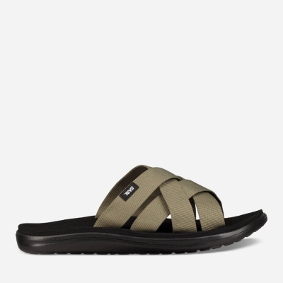 Teva Voya Slide - Men's Teva Sandals - Olive | India (YHFC80265)